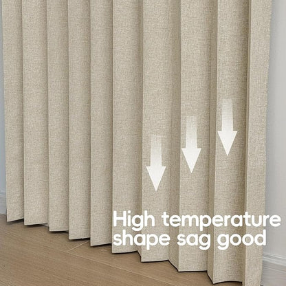 Accordian Door Curtain, 100% Blackout Folding Magnetic Doorway Curtains,Linen Style Closet Doors,for Room Divider,Privacy Protection（W52 x L78,Beige,1 Panel）