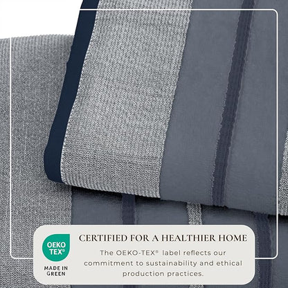 Great Bay Home Decorative Bath Towel Set - Luxury Cotton 6 Piece Towel Set - 2 Bath Towels, 2 Hand Towels, 2 Washcloths - Luxurious, Ultra-Soft, Durable Towel for Bathroom Decor (Blue)