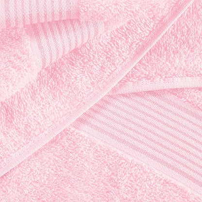 Belizzi Home 100% Cotton Towel Set, Contains 6 Soft Bath Towel, 6 Hand Towels, 12 Wash Cloths - Compact Absorbent Lightweight & Quickdry Towels for Bathroom - 24 Piece Bathroom Towel Set - Pink