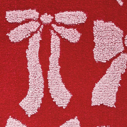 SKL Home Bow Jacquard 100% Cotton Premium Bath Towel, 500 GSM, Reversible, Soft & Absorbent, Decorative/Everyday Christmas/Winter/Valentine's Day, Red/Pink
