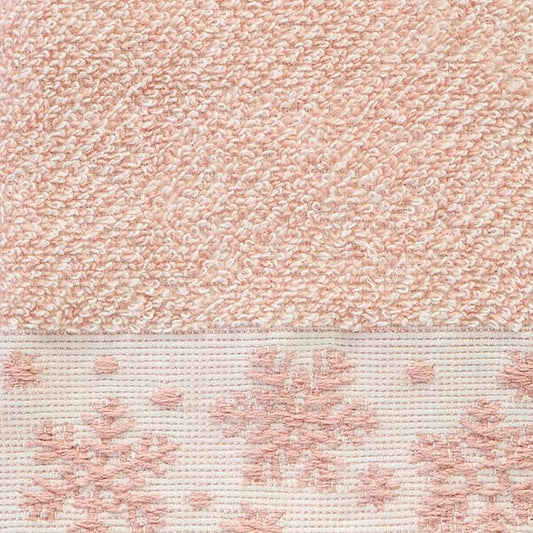SKL Home Christmas/Winter Heather Snowflake 100% Cotton Premium Bath Towel, 500 GSM, Soft & Absorbent Jacquard, Decorative, Blush Pink