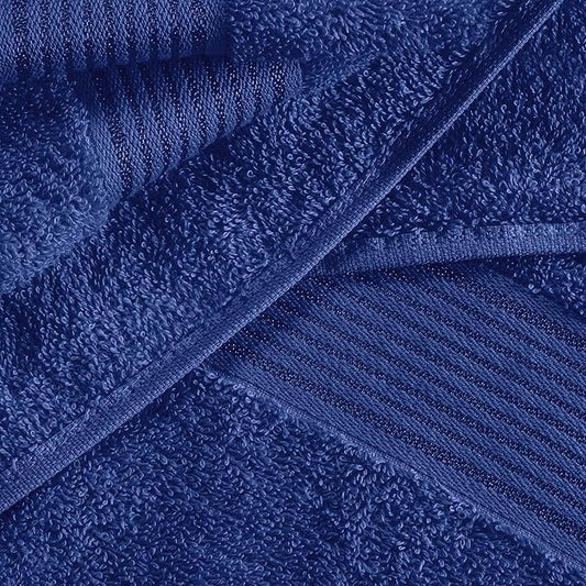 BELZZI Home Ultra Soft 4 Pack Oversized Bath Towel Set 27x54, Cotton Compact Bath Towels, Highly Absorbant Eco-Friendly Quickdry & Lightweight Towel, Ideal for Gym Travel Camp Pool - Navy Blue