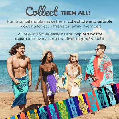 Nova Blue Dolphin Beach Towel – Tropical Blue & Purple Colors with A Unique Design, Extra Large, XL, Pool Towels (34”x 63”) Made from 100% Cotton