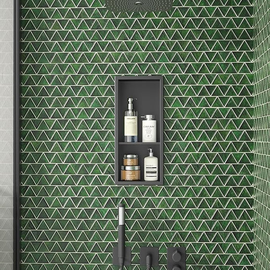 Stainless Steel Shower Niche 8"×18" with Shelf Matte Black No Tiled Needed Niche Shower for Bathroom Wall Recessed Shower Shelf for Bathroom Storage