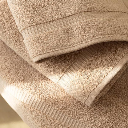 SALBAKOS 100% Turkish Cotton Hand Towel Set of 6 16x30 inch | Heirloom Quality | Hotel & Spa Collection | Ultra Soft, Super Absorbent, Long Lasting Hand Towels | Made in Turkey (Taupe, 6 Hand Towels)
