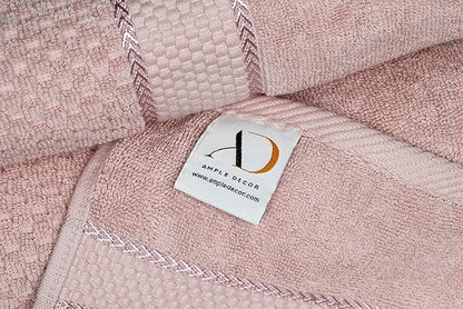 Ample Decor 100% Cotton Soft Pink Bath Towel for Bathroom Set of 4 Popcorn Textured - Super Soft, Quick-Dry, Highly Absorbent, Lightweight, Machine Washable - Mulaayam Collection - 30 X 54 Inch