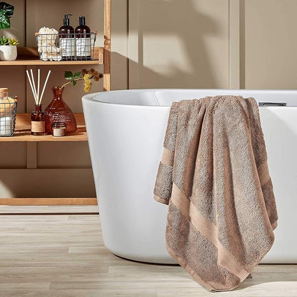Christy Renaissance 4 Piece Brown Towel Set | 100% Egyptian Cotton | Luxury Bathroom Towels | Soft and Super Absorbent | 675 GSM | 2 Bath 2 Hand | Mink