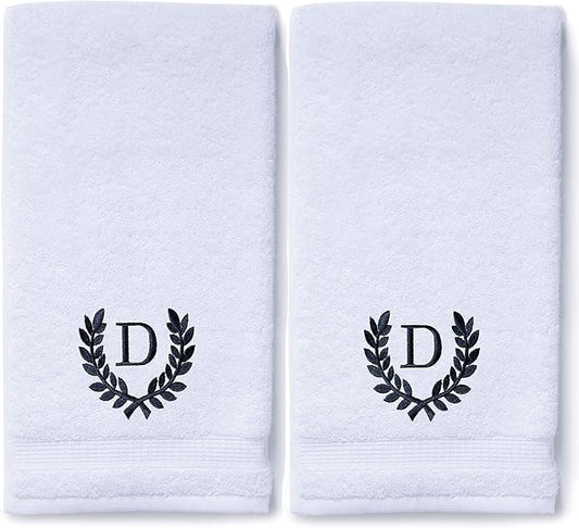 Decorative and Monogrammed Hand Towels for Bathroom Kitchen Makeup | Personalized Gift for Wedding-Bridal | Roman Font Custom Luxury Turkish Towel | Spa Collection, Oversized, 16 X 30 Inch, Set of 2