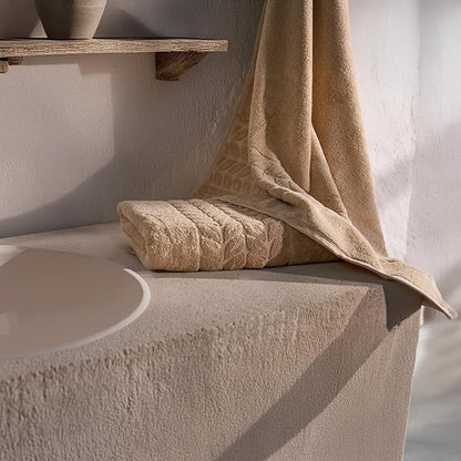 BAGNO MILANO Organic Turkish Cotton Bath Towels, Luxury Jacquard Collection, Certified Organic Highly Absorbent, Soft-Plush Towel Set (Latte, 2 Pcs Bath Towel Set)