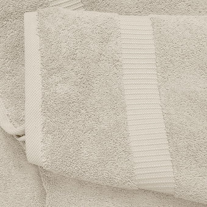 SALBAKOS 100% Turkish Cotton Extra Large Bath Sheet Set of 2 35x70 inch | Heirloom Quality | Hotel & Spa Collection | Soft, Absorbent Oversize Bath Towels | Made in Turkey (Stone, 2 Bath Sheets)