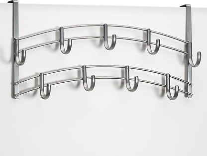 LYNK Professional® Home™ Over Door Hooks Rack - 9 Hook Over Door Hanger - Over Door Towel Rack - Hanging Towels or Clothes - Bathroom, Bedroom or Laundry Room - Lifetime Ltd. Warranty - Platinum