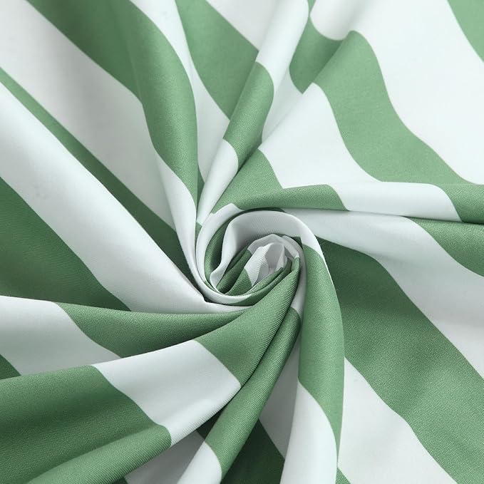 90 Inch Green Shower Curtain, Extra Long Sage Green and White Stripe Waterproof Polyester Shower Curtains for Bathroom, 72x90 Inches