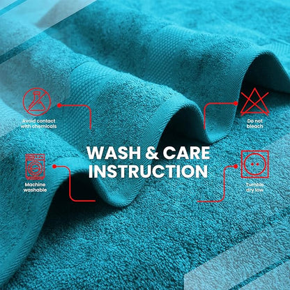 Infinitee Xclusives Luxury 100% Ring-Spun Cotton Bath Towels Set of 4 (27x54 inches) – Soft, Absorbent & Quick-Drying Towels for Bathroom, Gym, Spa & Hotel Use (Serene Teal, Bath Towels)