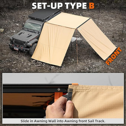 ALL-TOP Awning Wall Universal Multi-Side, 6.6ft x 8.5ft, Waterproof Ripstop UV-Resistant Awning Extension for Extra Privacy & Shade