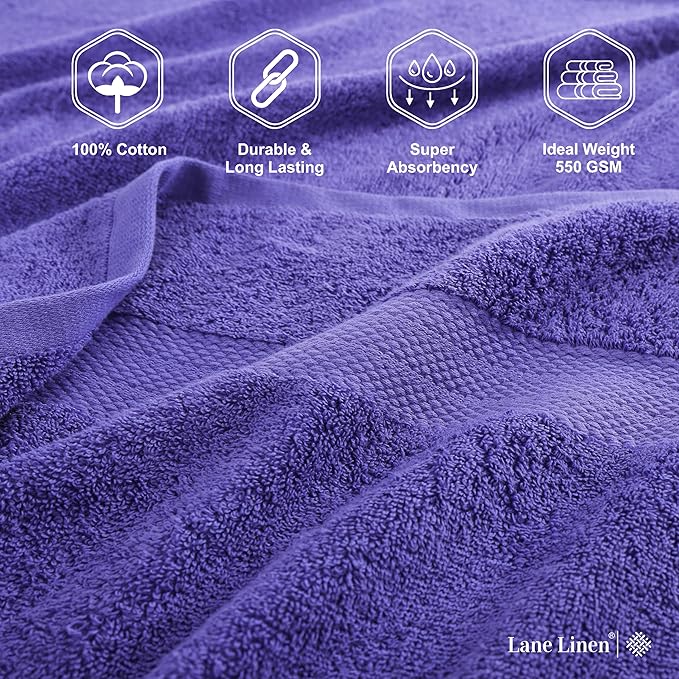 LANE LINEN 100% Pure Cotton Pack of 2 Bath Sheets (35"x66") - Fade Resistant, Machine Washable & Highly Absorbent Extra Large Towel Set - Oversized Luxury Towels for Bathroom, Hotel & Spa - Blue Irish