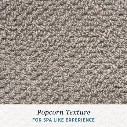 Welhome Franklin 100% Cotton Popcorn Textured Towel Set - 6 Piece 600 GSM, Soft & Plush, 2 Bath Towels, 2 Hand Towels, 2 Washcloths, Taupe