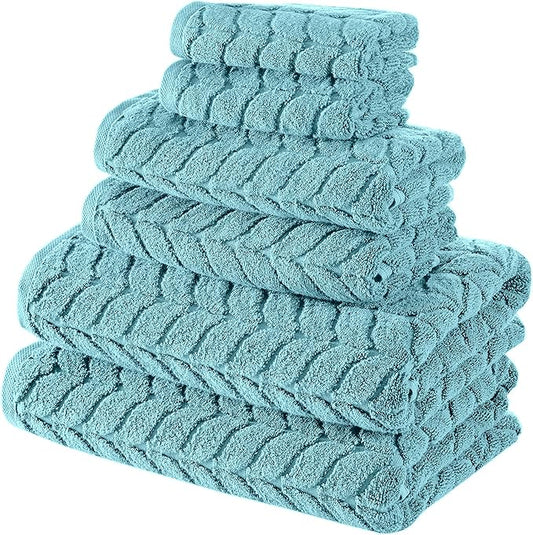 Turkish Cotton Ultra-Soft Plush Absorbent Quick Dry Bathroom Towel Set, Made in Turkey (Mint Green, 6 pcs Towel Set)