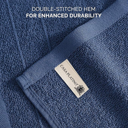 Casa Platino Washcloths Pack of 12 - Spa & Salon Quality - 100% Ring Spun Cotton Face Cloths - Soft & Ultra Absorbent Wash Cloth Set for Body, Beauty, Home, Gym - Fingertip Towels - 13"x13", Navy Blue