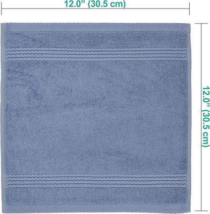 EastNBlue Lara 100% Turkish Cotton Washcloths 4 Pack, Extra Soft & Absorbent Wash Cloths for Face & Body (12" x 12"), Terry Cloth, Small Hand Towels for Bathroom, Navy Blue
