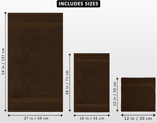 Utopia Towels 8 Piece Premium Towel Set, 2 Bath, 2 Hand, and 4 Washcloths, 100% Ring Spun Cotton, Highly Absorbent Towels for Bathroom, Sports, and Hotel, Dark Brown