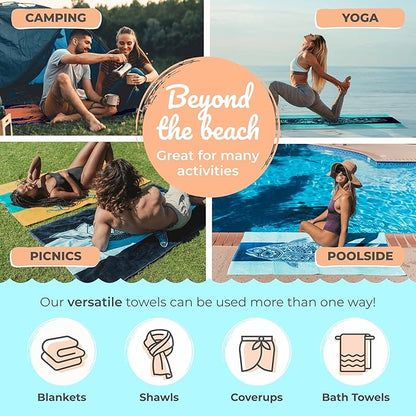 Nova Blue Whale Beach Towel (34 X 63) – Green Oversized Beach Towel with Whale Design Quick Dry BeachTowels Made from 100% Cotton – Sand Free Beach Towels – Extra Large BeachTowel