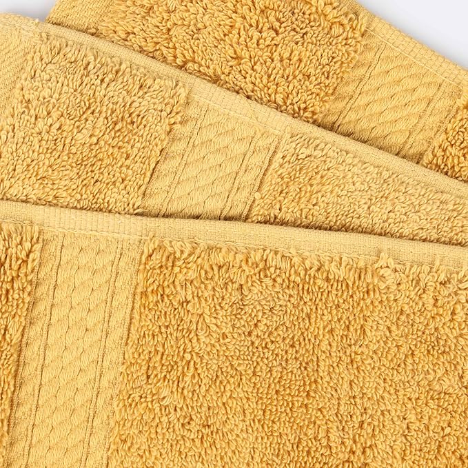 BLUENILEMILLS Madison Egyptian Cotton Face Towel/Washcloth Set, for Kitchen, Bathroom, Shower, Plush, 800 GSM, Highly Absorbent and Ultra-Soft Face Towels, Washcloths, Set of 6, Gold