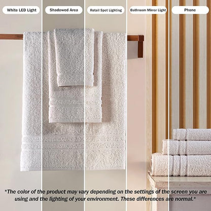 Hawmam Linen Luxury Cotton Washcloths 13x13 Inch - Large Hotel Spa Bathroom Face Towel | 12 Pack | Sea Salt