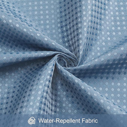 3 in 1 Shower Curtain Set, Moonlight Blue Waffle Shower Curtain and PEVA Liner Set with 12 Stainless Steel Shower Curtain Hooks, Fabric Cloth Shower Curtains for Bathroom, 72 W x 72 H