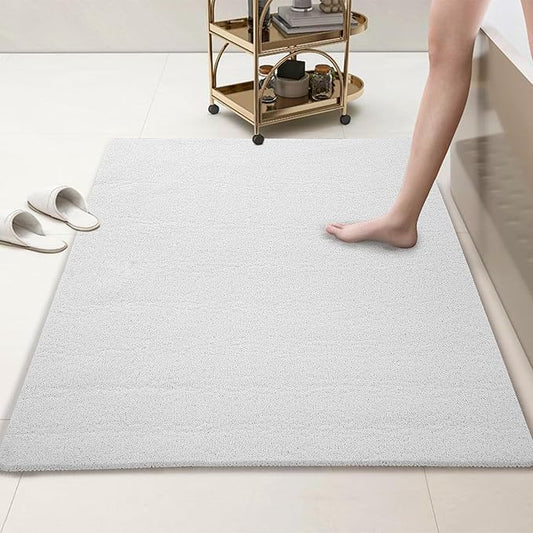 HOMBYS 58 x 32 Extra Large Shower Mat for Shower Stall Tub, Non Slip Bath Mat Bathroom Accessories, PVC Loofah Mats for Shower and Bathroom, Quick Drying, (White, 58"x32")