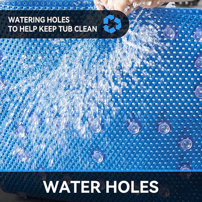 Bathtub Mat Non Slip Ivory 36” X 17” Shower Mat Soft Foam Bath Mats for Bathroom Tub, Bathtub Mat with Drain Holes, Suction Cups, Shower Mat Non Slip
