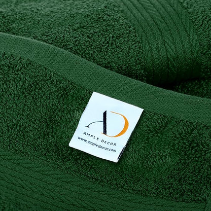 Ample Decor 100% Christmas Green Cotton Luxury 6 Piece Towels Set, 2 Bath Towels, 2 Hand Towels, 2 Wash Cloths for Bathroom