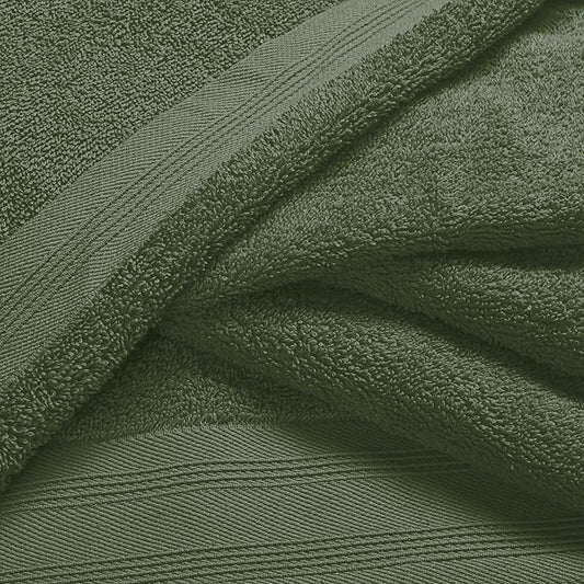 Ultra Soft 3 Pack Cotton Towel Set, Contains a Bath Towels 28x55 inch, a Hand Towels 16x24 inch & a Wash Coths 12x12 inch, Ideal Everyday use, Compact & Lightweight - Olive Green