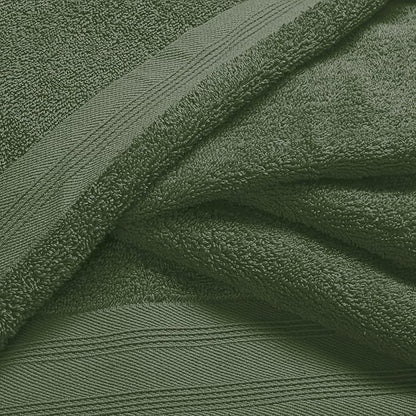 Ultra Soft 6 Pack Cotton Towel Set, Contains 2 Bath Towels 28x55 inch, 2 Hand Towels 16x24 inch & 2 Wash Coths 12x12 inch, Ideal Everyday use, Compact & Lightweight - Olive Green
