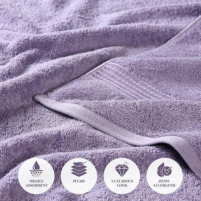 Superior Egyptian Cotton 3-Piece Towel Set, Basic Towels For Bathroom, Home Decor, Guest Bath, Shower, Apartment, Included 1 Face, 1 Hand, 1 Bath Towel, Washcloth, Quick Dry, Royal Purple