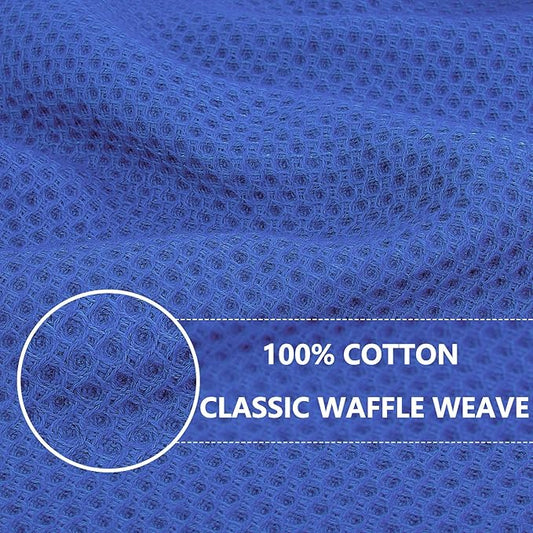 Homaxy 100% Cotton Waffle Weave Kitchen Dish Towels, Ultra Soft Absorbent Quick Drying Cleaning Towel, 13 x 28 Inches, 8-Pack, Blueberry