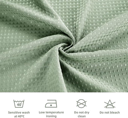 LaCyan 3 in 1 Waterproof Waffle Weave Shower Curtain and Clear Liner Set with 12 Stainless Steel Hooks Double Sided for Bathroom 72 Inches Heavy Duty Polyester Fabric Shower Curtains 72x84