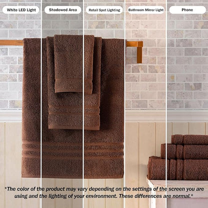 Hawmam Linen Luxury Cotton Washcloths 13x13 Inch - Large Hotel Spa Bathroom Face Towel | 12 Pack | Brown