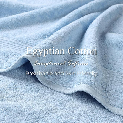 Superior Egyptian Cotton 6-Piece Towel Set, Bathroom Essentials, Towels For Bathroom, Apartment, Airbnb, Guest Bath, Face, Hand, Bath Towels, Washcloths, Absorbent, Fast Drying, Light Blue