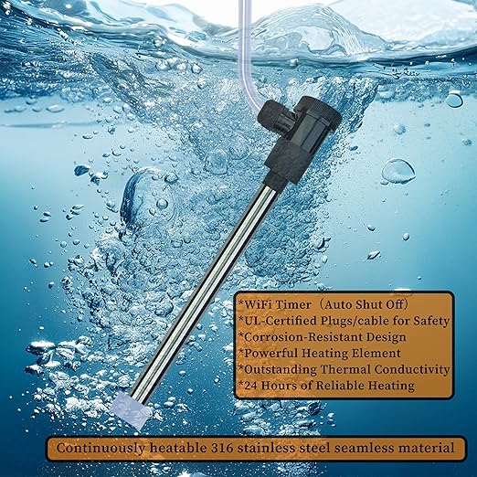 1500W Submersible Hot Tub and Pool Portable Electric Immersion Water Heater with WiFi Timer and Auto Shut Off for Bathtub, Above Ground Pool, Swimming Pool, Baptistry, & Inflatable Pool