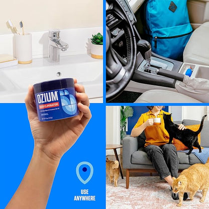 Ozium 4.5 Ounce 4 Pack Odor Eliminating Gel for Homes, Cars, Offices and More, New Car Smell