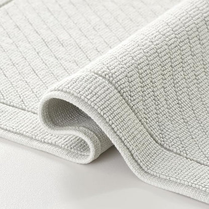 Arkwright 100% Cotton Bathroom Rug - High Absorbent Stylish Textured Woven Design Bath Mat, Slip Resistant Backing for Shower and Bathtub Floor, 20x32 in - Grey