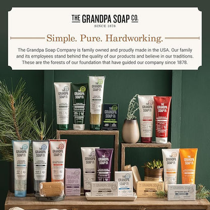 The Grandpa Soap Company Pine Tar Bar Soap for Men- Made With Pine Tar Oil, 3 in 1 Cleanser Deodorizer and Moisturizer, Dermatologist Tested, Safe for Sensitive Skin, 3.25 Oz, 3 Pack
