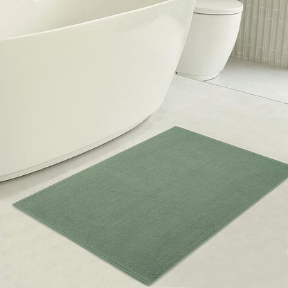 American Soft Linen Bath Rug, 17 in 24 in 100% Cotton Bath Mats Rugs for Bathroom, Slip Reducer Washable Shaggy Form Area Rugs, Sage Green Bath Rug