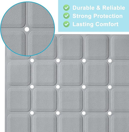Non-Slip Bath Mat for Tub & Shower：Silicone Foldable Bathtub Mat with Strong Suction Cups, Quick Drain Holes, Machine Washable Extra Large Bathroom Mats 35.8" x 17.7", Grey