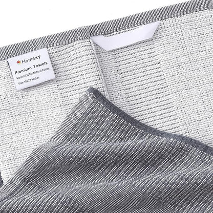 Homaxy Premium Kitchen Towels(18”x 28”, 12 Pack), Large Cotton Kitchen Hand Towels, Flat and Terry Dish Towels, 380 GSM Highly Absorbent Tea Towel Set with Hanging Loop, Grey/Khaki/Black