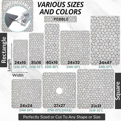 Non Slip Bathtub Mat Shower Mat for Tub - Loofah Bath Mats for Bathroom - 40x16 Bathtub Floor Mat - Textured Anti Slip Bath Mat Without Suction Cups - Secure Mat for Wet Areas (40x16 Pebble)