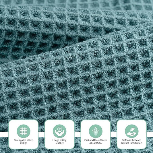 New Microfiber Waffle Bath Towels, 3 Pieces, Oversized, Soft, Absorbent, Fast Drying, Lint Free, Includes Bath, Face and Hand Towels