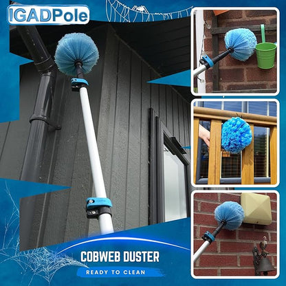 IGADPole 20 FT Water-Fed Washing Kit with Soap-Dispenser, Brush, 10″ Squeegee & Cobweb Duster for Windows, Gutters, Solar Panels & Exterior Walls