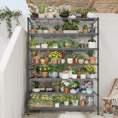 82.6H Metal Shelving Unit 7 Tier Storage Shelves Adjustable Wire Shelving Metal Wire Shelf Pantry Shelves Commercial Rack for Kitchen Pantry Utility Room Garage 45" W x 82.6''H x 13.5" D, Black