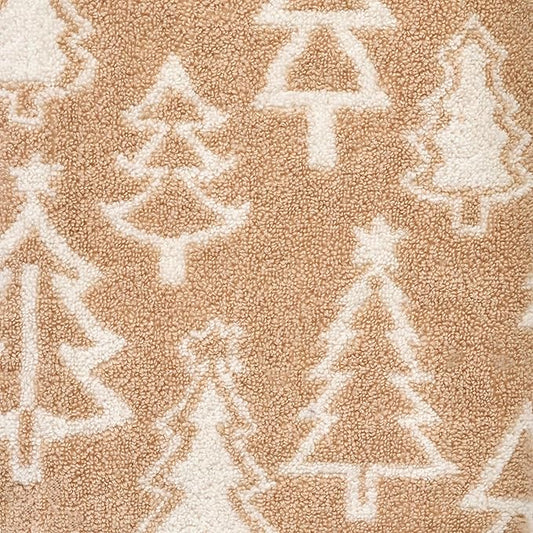 SKL Home Christmas/Winter Mod Tree 100% Cotton Premium 2-Piece Hand Towel Set, 450 GSM, Reversible Jacquard, Soft & Absorbent, Decorative for Bath/Kitchen/Bar, Tan